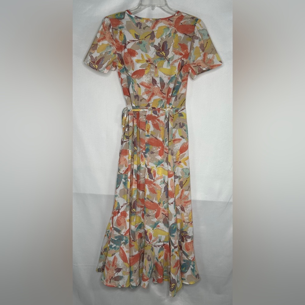 Pretty Garden Summer Wrap Maxi Dress Asymmetrical Ruffle Hem Boho Sz S - Picture 2 of 12